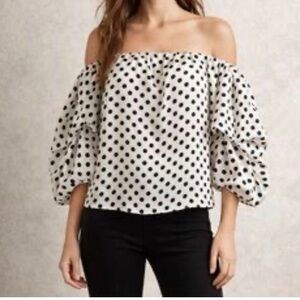 Johanna Ortiz Tulum Polka Dot Off The Shoulder silk top size S